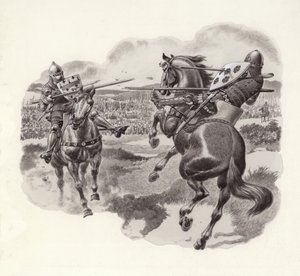 Riddere i slaget ved Poitiers (gouache på papir)