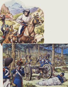 Napoleon og Napoleons kejserlige garde (gouache på papir)