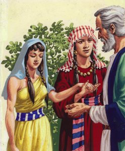 Sarai præsenterer Hagar for Abraham (gouache på papir)