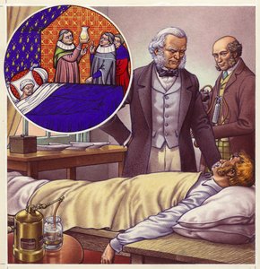 Scener fra medicinens historie (gouache på papir)
