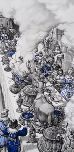 Seventeenth Century Feast (gouache på papir)