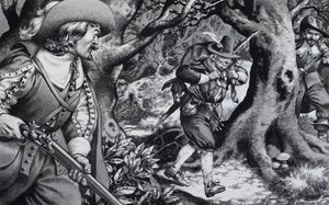 Seventeenth Century Poacher (gouache på papir)