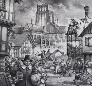 The Great Fire of London (gouache på papir)