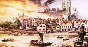 De gamle parlamentsbygninger blev ødelagt af en brand i 1834