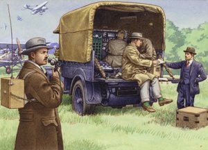 De tidlige dage med udendørs udsendelser for BBC (gouache på papir)