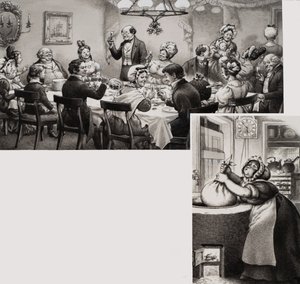 Victoriansk spisebord (gouache på papir)