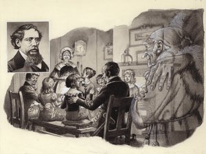 Et juleeventyr af Charles Dickens (gouache på papir)
