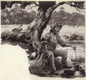 A Jolly Swagman (gouache på papir)