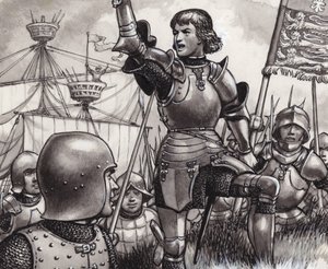 Edward, jarl af March, lander ved Ravenspur i 1471 (gouache på papir)