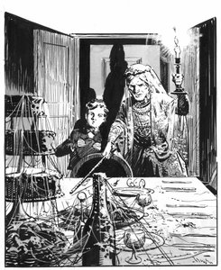 Illustration til Great Expectations af Charles Dickens (pen og blæk)