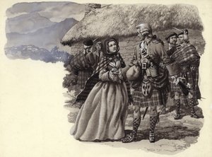Prins Charles Stuart, den unge prætendent, og Flora Macdonald (gouache på papir) af Pat (1907 95) Nicolle
