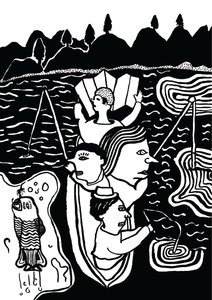 Catching A Fish, 2014 (blæk og pensel)