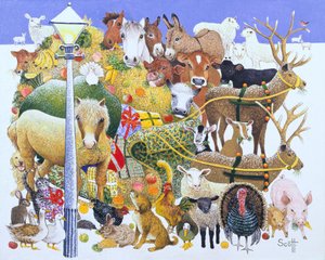 A Christmas Feast (olie på lærred) af Pat Scott