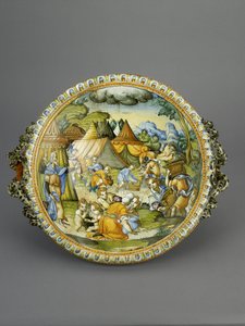 Bassin med indsamlingen af Manna, sandsynligvis Urbino, ca. 1600-20 (maiolica)