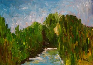 Winding river, 2009 (akryl på træ) af Patricia Brintle