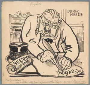 Borgmester forbyder Heijermans Alle Sjæles Dag Frihed (titel på objekt) af Patricq Kroon (signed by artist)