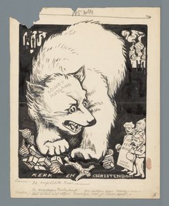 Russisk bjørn ødelægger kirkerne The Unlicked Bear (titel på objekt) af Patricq Kroon