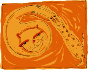 Strega del Tchesal (Chiesale): heks, der forvandler sig til en kat for at udspionere mænd. Illustration af Patrizia La Porta.