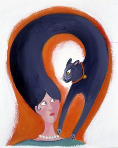Kvindefrisure, der forvandler sig til en kat - illustration af Patrizia La Porta af Patrizia La Porta