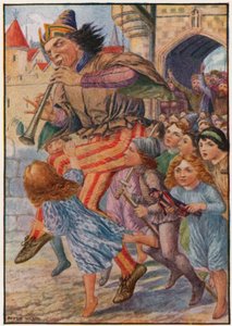 "Stop, stop!" Råbte folket, "han tager vores børn!" (farve litho) af Patten Wilson