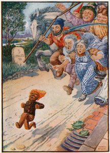 "Du kan ikke fange mig, jeg er honningkagemanden!" (farve litho)