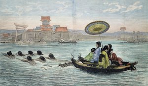 Den japanske bark (farvet litho) af Paul (after) Lenoir
