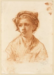 Buste af en bondepige af Paul Adolphe Rajon