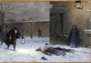 Skitse til præfektens kontor på Hôtel de Ville: Eftersøgningen af de sårede under belejringen af Paris i 1870