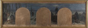 Skitse til kabinettet for præfekten af Hôtel de Ville: Eksternt forsvar under belejringen af Paris i 1870 af Paul Albert Baudouin