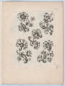 Serie af små blomstermotiver, tavle 3, ca. 1670-85., ca. 1670-85. af Paul Androuet Du Cerceau