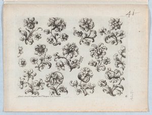 Serie af små blomstermotiver, tavle 6, ca. 1670-85., ca. 1670-85. af Paul Androuet Du Cerceau