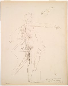 Studie af Apollo for Marsyas (recto); Ansigt i profil (verso) af Paul Baudry