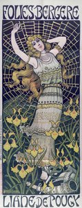 Reklameplakat for Liane de Pougy på Folies-Bergere, Paris, slutningen af det 19. århundrede