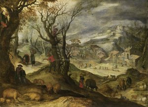 Vinterlandskab af Paul Bril (copy after)