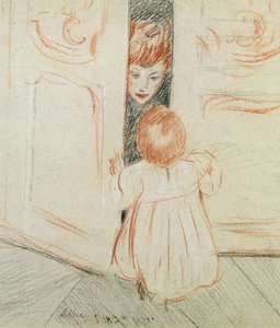 Hide and Seek (farveblyant på papir) af Paul Cesar Helleu