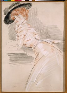 Madame Helleu i hat af Paul Cesar Helleu