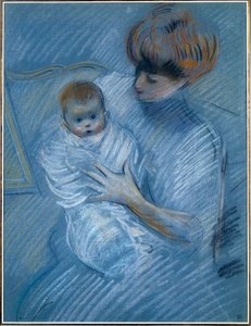 Moderskab. Tegning af Paul Helleu (1859-1927), det 20. århundrede. Portræt af en mor med sit barn. Bayonne, Musee Bonnat af Paul Cesar Helleu