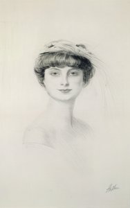 Portræt af Anna de Noailles (1876-1933) (tørpunkt på papir) af Paul Cesar Helleu