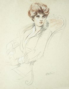 Portræt af en kvinde, siddende, af Paul Cesar Helleu