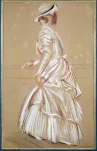 Portræt af en kvinde i hvidt. Tegning af Paul Helleu (1859 - 1927), 20. århundrede. Bayonne, Musée Bonnat af Paul Cesar Helleu