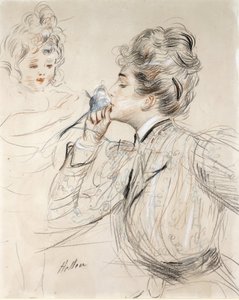 Parfumen (kul, pastel og sanguine på pap af Paul Cesar Helleu