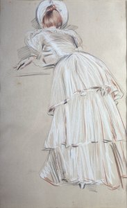 Kvinde stående lænet bagfra (pastel) af Paul Cesar Helleu