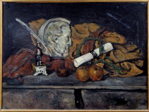 Cezannes tilbehør. Stilleben med medaljon af Philippe Solari Maleri af Paul Cezanne (1839-1906) 1873 Søn. 0,6x0,8 m Paris, musee d