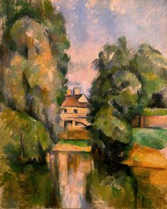 Landsted ved en flod af Paul Cézanne