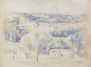 Hus og lund, ca. 1890 (blyant og akvarel på papir) af Paul Cézanne