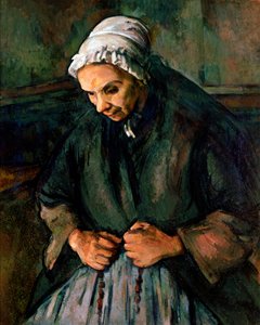 Gammel kvinde ved rosenkransen Maleri af Paul Cezanne (1839-1906) 1896 søn. 65x85 cm London, National Gallery af Paul Cézanne