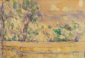 Udsigt taget i studiet i Lauves (akvarel over blyant på papir) af Paul Cézanne