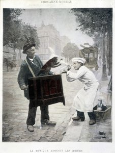 Musik blødgør moralen, maleri af Chocarne-Moreau, ca. 1900