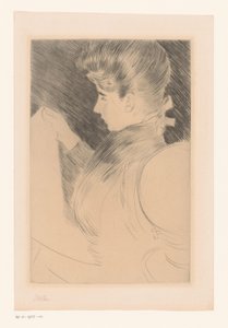 Portræt af en ukendt læsende kvinde af Paul César Helleu (signed by artist)