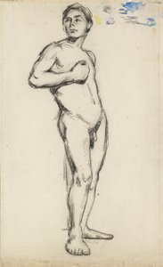 Akademisk undersøgelse af en nøgen mand med højre hånd knyttet hen over brystet, 1865 af Paul Cézanne